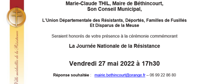 Commémoration de la journée nationale de la résistance le 27 mai 2022