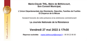 Commémoration de la journée nationale de la résistance le 27 mai 2022